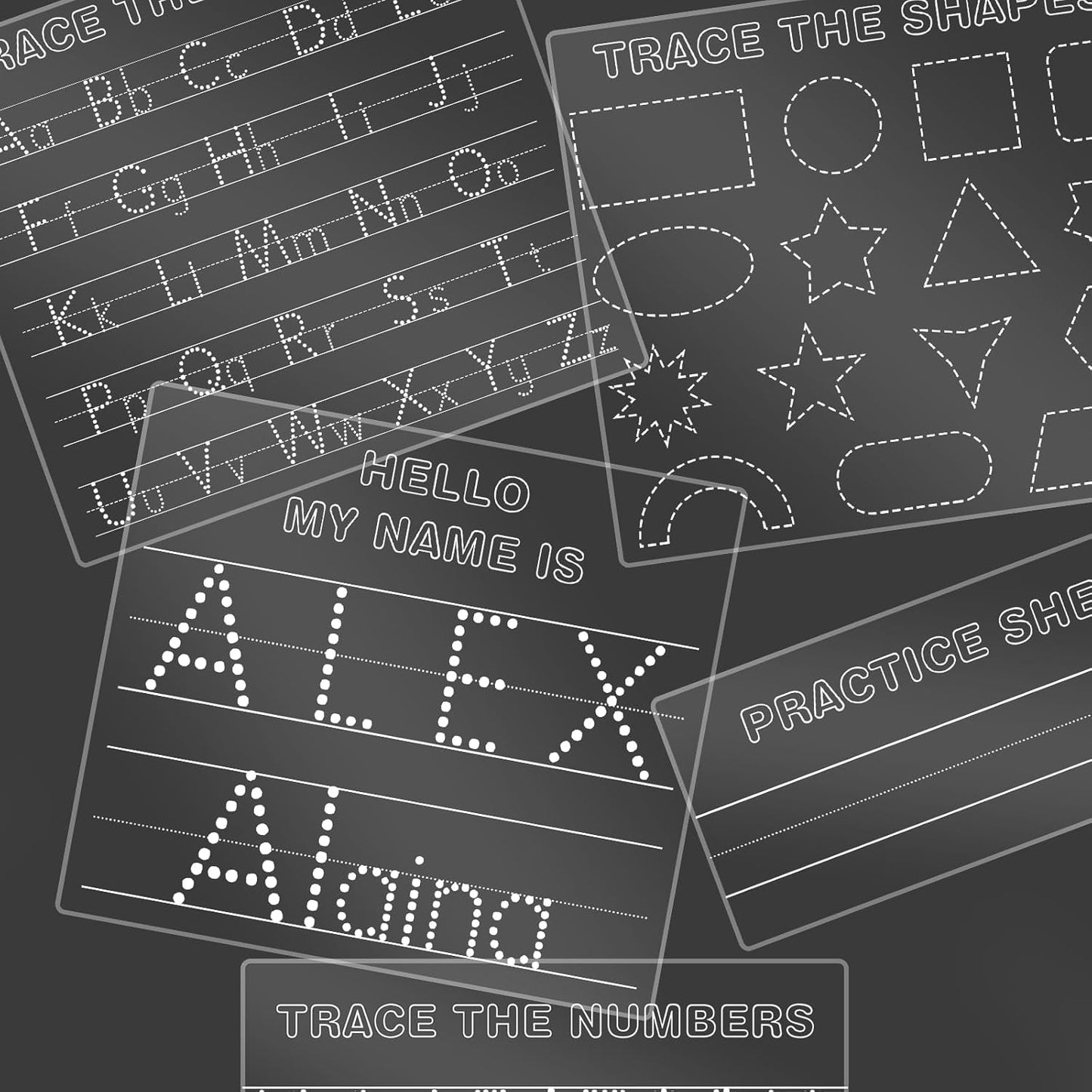 Personalized Name Acrylic Dry Erase Board Custom Engraved Handwriting Practice Board Customized Trace Boards Write Your Name Shape Letter Toys and Learning for Boys Girls
