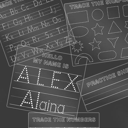 Personalized Name Acrylic Dry Erase Board Custom Engraved Handwriting Practice Board Customized Trace Boards Write Your Name Shape Letter Toys and Learning for Boys Girls
