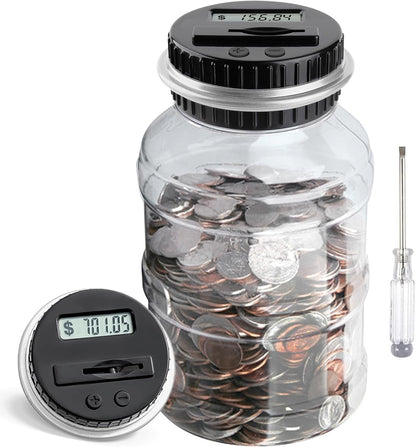 Large Piggy Bank for Adults Kids, Vcertcpl Digital Coin Counting Bank with LCD Counter, 1.8L Capacity Coin Bank Money Jar for Adults, Designed for All US Coins (Purple)