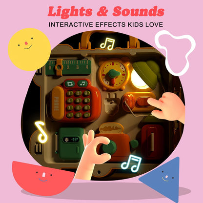 Montessori Busy Board Sensory Toys for Toddlers 1-3, Activity Music & LED Light Up Montessori Toys for 2+ Year Old, Travel Toys for 2 Year Old Boys & Girls, 2025