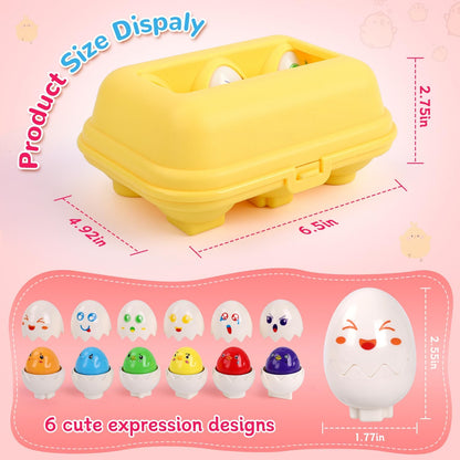 USATDD Matching Eggs for Toddlers Montessori Geometric Eggs Color & Shape Recognition Toy, Fine Motor Skills Shape Sorter Puzzle, Easter Eggs Toys Gifts for Kids, Easter Basket Stuffers