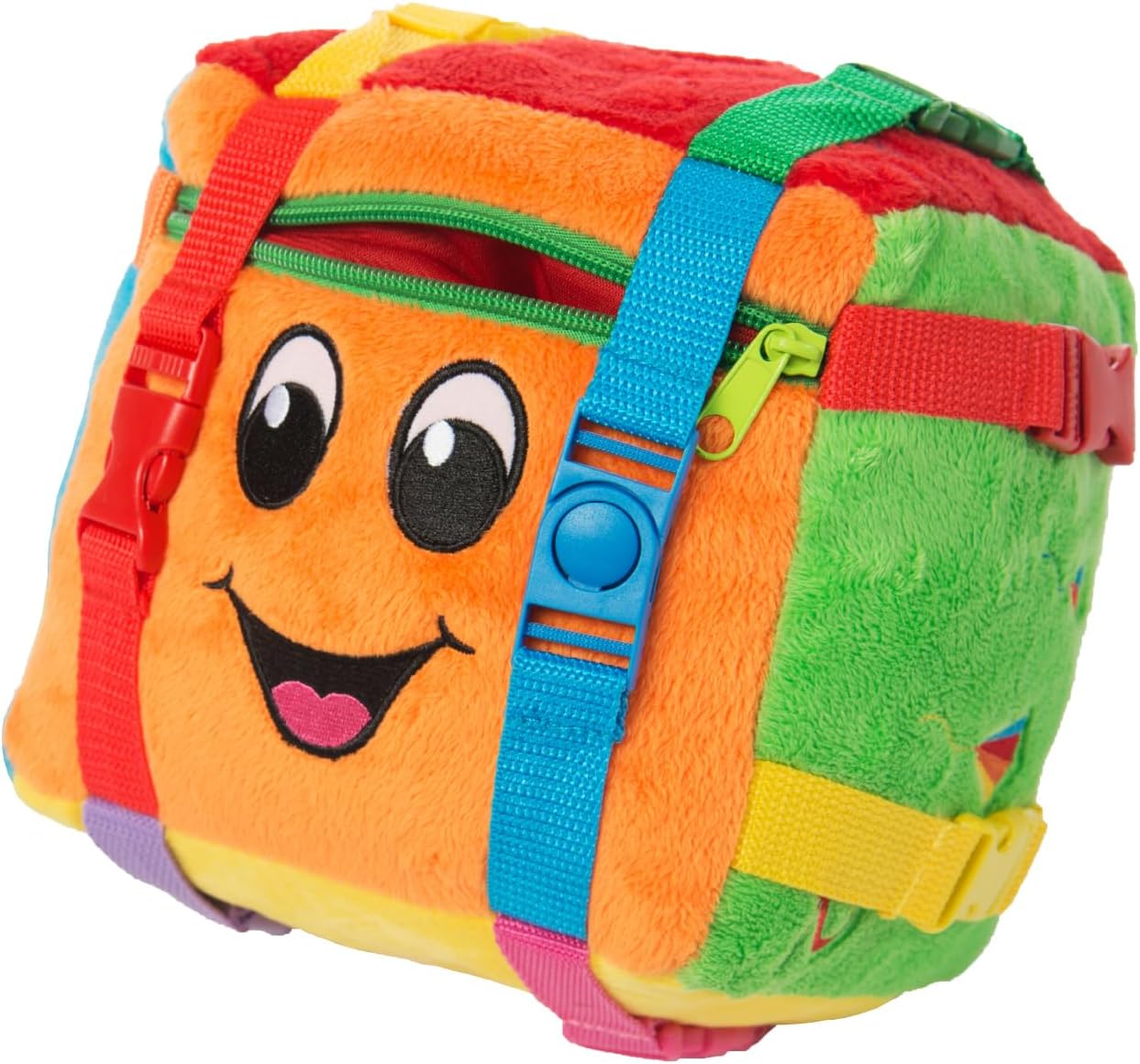 Buckle Toys - Benny Lion - Toddler Plush Activity Toy Stuffed Animal - Great for Homeschool or Preschool - Fine Motor Skill and Cognitive Skill Development - Zipper Storage for Small Items