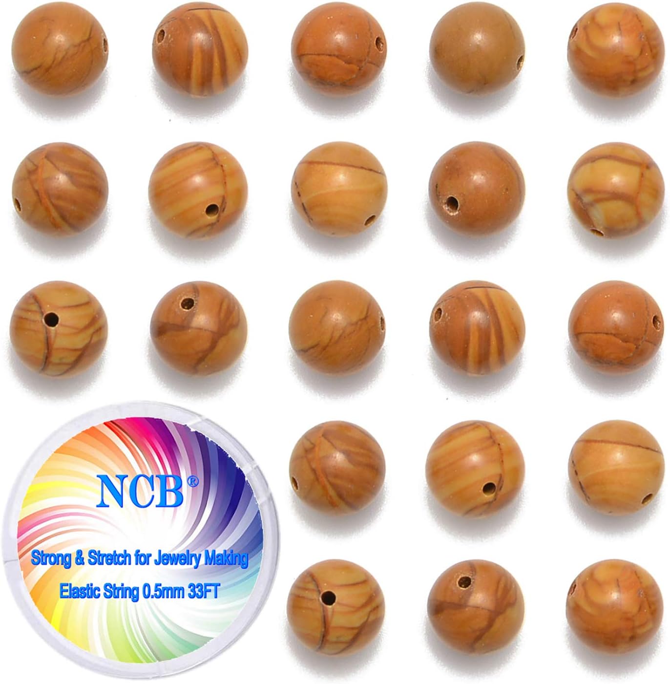 NCB 100pcs Original Natural Stone Beads Gemstone Round Loose Beads 6mm 8mm 10mm (Blue Aventurine, 6mm 100Beads) - Colors B