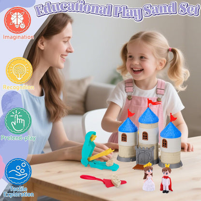 Crelloci House Building Play Sand Toys, House Mold 1.7lbs Magic Sand 4 Tools & Dog Slide Model, Construction Sensory Toy Magnetic Sand Set, Gift for Kids Boys Girls Age 3-8
