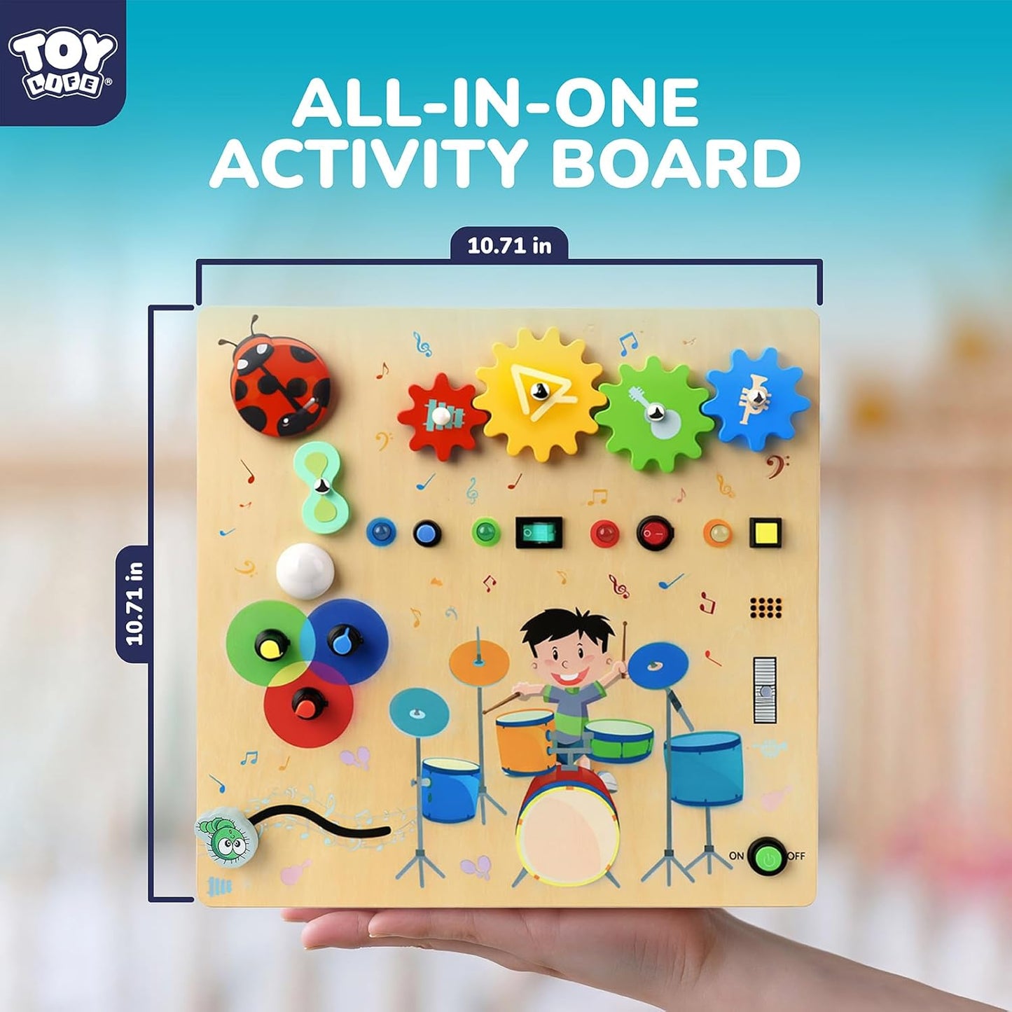 TOY Life Toddler Montessori Busy Board, Wooden Butterfly Sensory Board Toys with LED Light Up Switchs, Baby Busy Fidget Boards Travel Toys, Easter Birthday Gifts for 1+ Year Old Kids Girls Boys