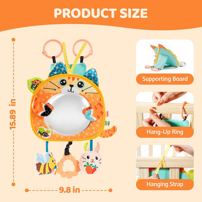 Jollybaby Car Seat Crib Stroller Play Gym Hanging Toy for Baby 0-3-6-12 Months, Tummy Time Mirror Toys Gifts for Newborn Infants, Carseat Travel Toy for Road Trip - Frog
