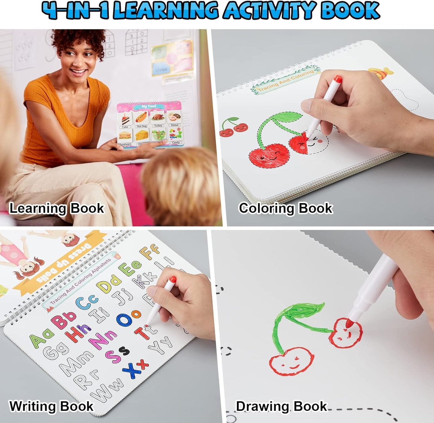 Huijing Montessori Preschool Learning Activities Busy Book - Workbook Activity Binder / Toys for Toddlers, Autism Learning Materials and Tracing Coloring Book