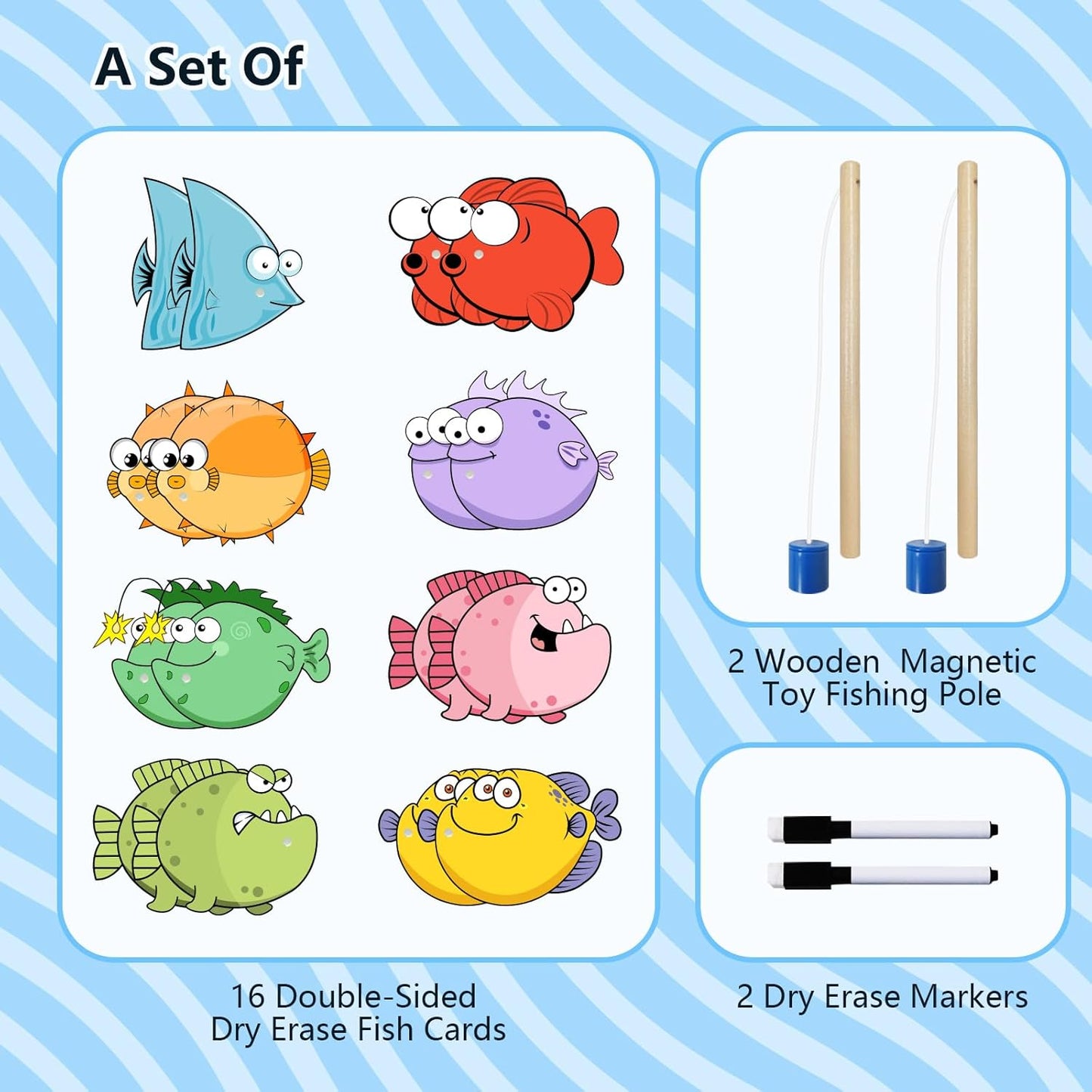 Magnetic Fishing Game Large Size Fish Cards Sight Word Games Educational Toys for Kids Kindergarten Montessori Fine Motor Skills Toys