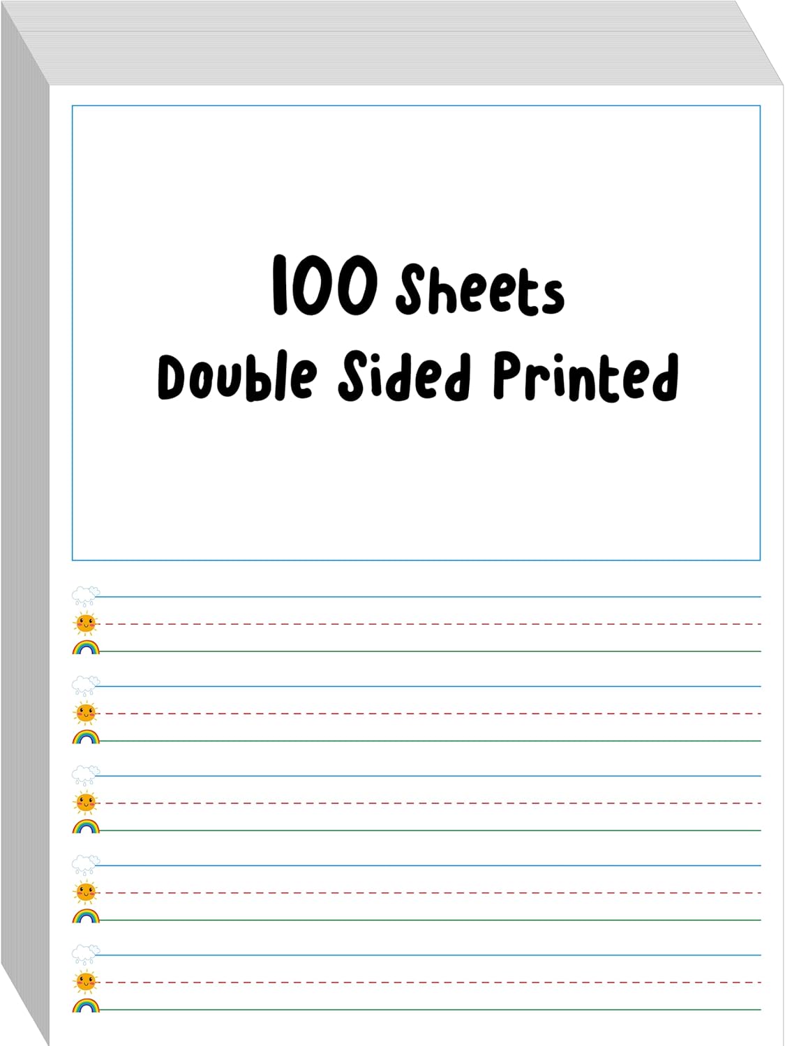 100 Sheets Ruled Writing Paper, Double-Sided Printing Skip-A-Line Ruled Writing Paper with Dotted Lines Handwriting Practice Paper 1” line spacing for Kindergarten Toddlers Kids (11” x 8.3”)