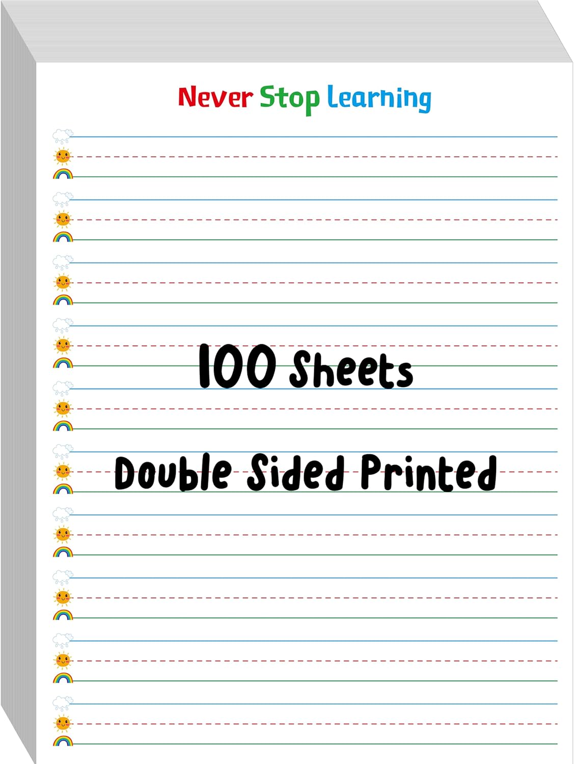 100 Sheets Ruled Writing Paper, Double-Sided Printing Skip-A-Line Ruled Writing Paper with Dotted Lines Handwriting Practice Paper 1” line spacing for Kindergarten Toddlers Kids (11” x 8.3”)