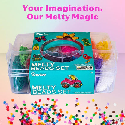 Darice Fuse Beads Kit- 7200 Piece Melty Beads, Arts & Crafts Iron Melting Bead Set for Kids, 11 Colors - Pegboards & Fun Accessories Included for Boys & Girls Ages 6+
