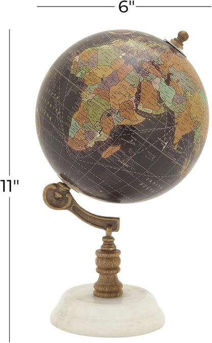 Deco 79 Marble Globe with Marble Base, 7" x 7" x 11", Teal