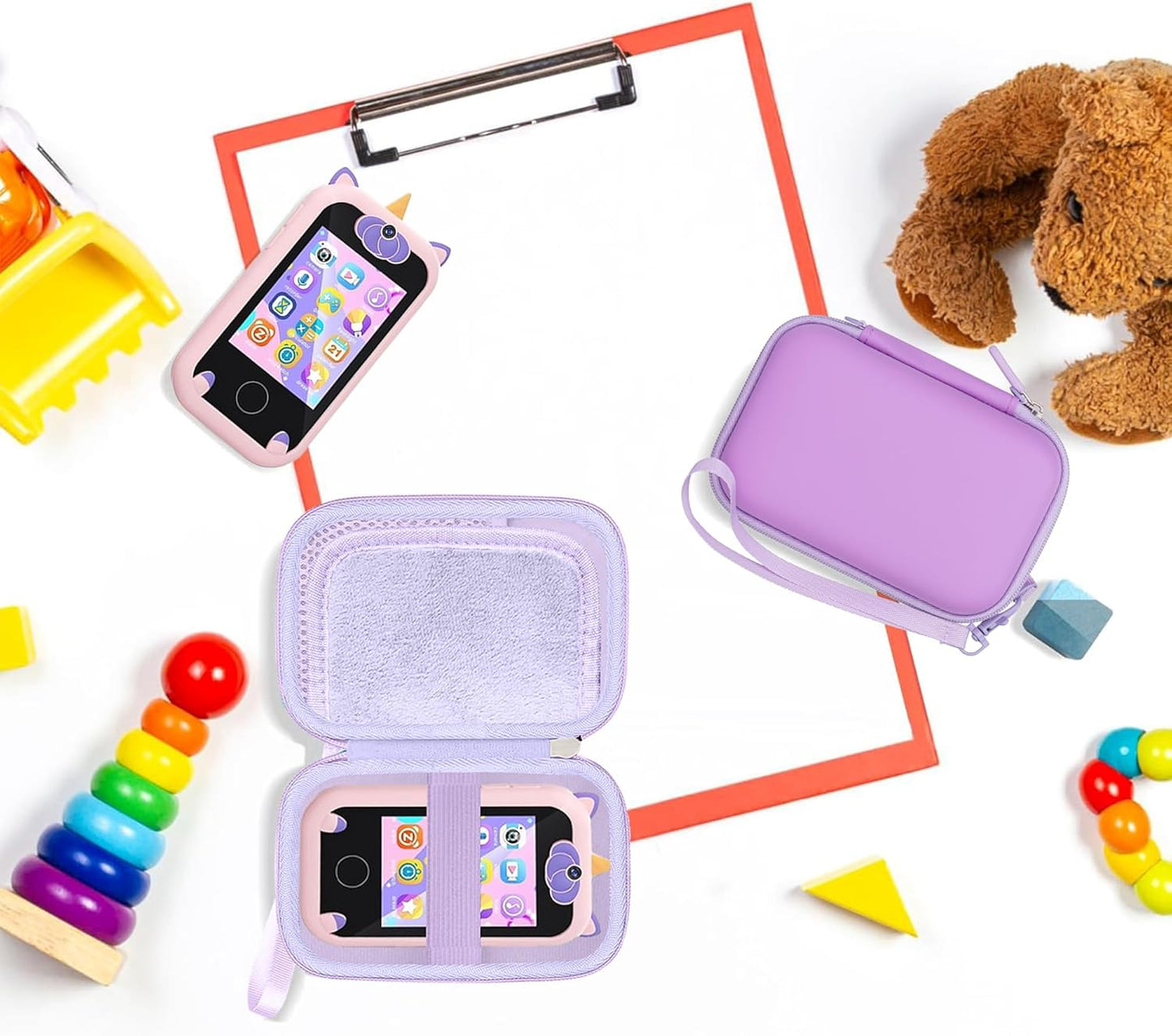 Leayjeen Kids Smartphone Case Compatible with Kikapabi/Joozfee/Prysyedawn 2.8" Touchscreen Toddler Learning Play Toy Phone,Birthday Gifts for Girls Age 3-10 Kids Toys Cell Phone-Purple(Case Only)