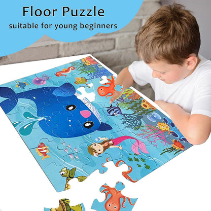 Jumbo Floor Puzzle for Kids, Large Jigsaw Puzzles 35 Piece for Kids Ages 3-5,Preschool Learning & Education Toys, Gifts for 4-8 Year Old Boys and Girls (Grassland Animal)
