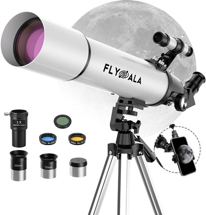 (30X-750X) Telescope for Adults high Powered,80mm Aperture 600mm Focal Length Astronomy Telescope for Kids and Beginners,Astronomical Refractor telescopes for Kids Over 8 Year Old 8-12