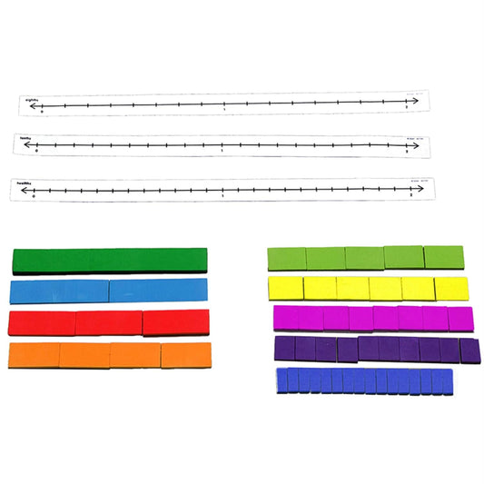 Didax Educational Resources Fraction Tile# Line Set Multi, 9.5 x 12.5 x 4 inches count of 10