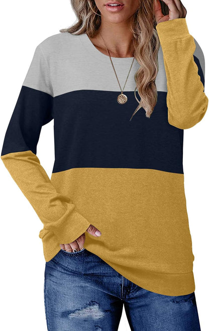 CRAZY GRID Womens Trendy Long Sleeve Shirts Casual Loose Soft Sweatshirt Fall Tops