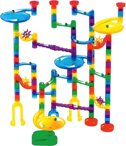 Marble Genius Marble Run Super Set, STEM Toys & Maze Construction Building - 150 Translucent Track Pieces & Glass Marble for Family, Kids Toddlers Ages 4-8 - Fun Holiday Creative Gifts