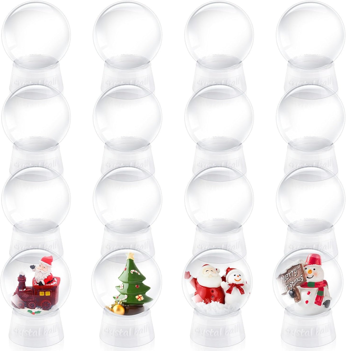 Uiifan 16 Pcs DIY Snow Globe Water Globe 4 Inches Clear Plastic Snow Globe with Screw Off Cap Fillable Water Globe Jar for DIY Crafts Christmas Display Home Decoration Kids Gifts