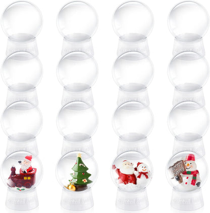 Uiifan 16 Pcs DIY Snow Globe Water Globe 4 Inches Clear Plastic Snow Globe with Screw Off Cap Fillable Water Globe Jar for DIY Crafts Christmas Display Home Decoration Kids Gifts