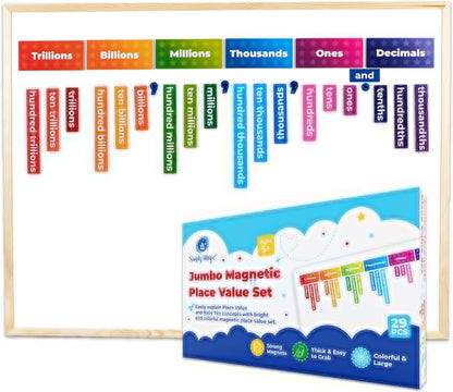 29 PCS Display Magnetic Place Value Set - Place Value Manipulatives, Place Value Magnets, Place Value Chart, Base Ten Blocks for Whiteboard, Base 10 Magnets, Magnetic Math Manipulative - Simply Magic