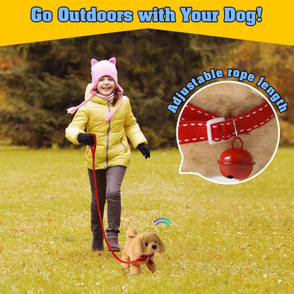 KSABVAIA Plush Teddy Toy Puppy Electronic Interactive Dog - Walking, Barking, Tail Wagging, Stretching Companion Animal for Kids Toddlers