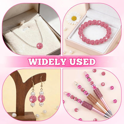 300 Pcs Diamonds Beads for Jewelry Making, Included 10 mm Red Rhinestone Beads for Bracelets, Bubblegum Bead for Pen Making, Pearl and Spacer Bead for Bracelet Necklace Earring Crafting
