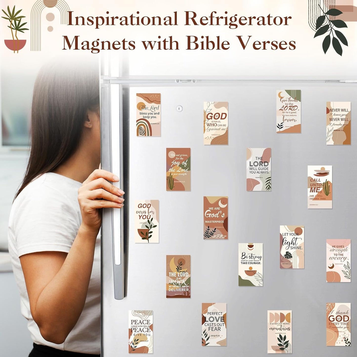 Blosssound 60 Pcs Inspirational Christian Magnets with Bible Verses Religious Refrigerator Magnet Motivational Quotes Fridge Scripture Positive Gifts for Home Office School Locker Decor(Scenery)