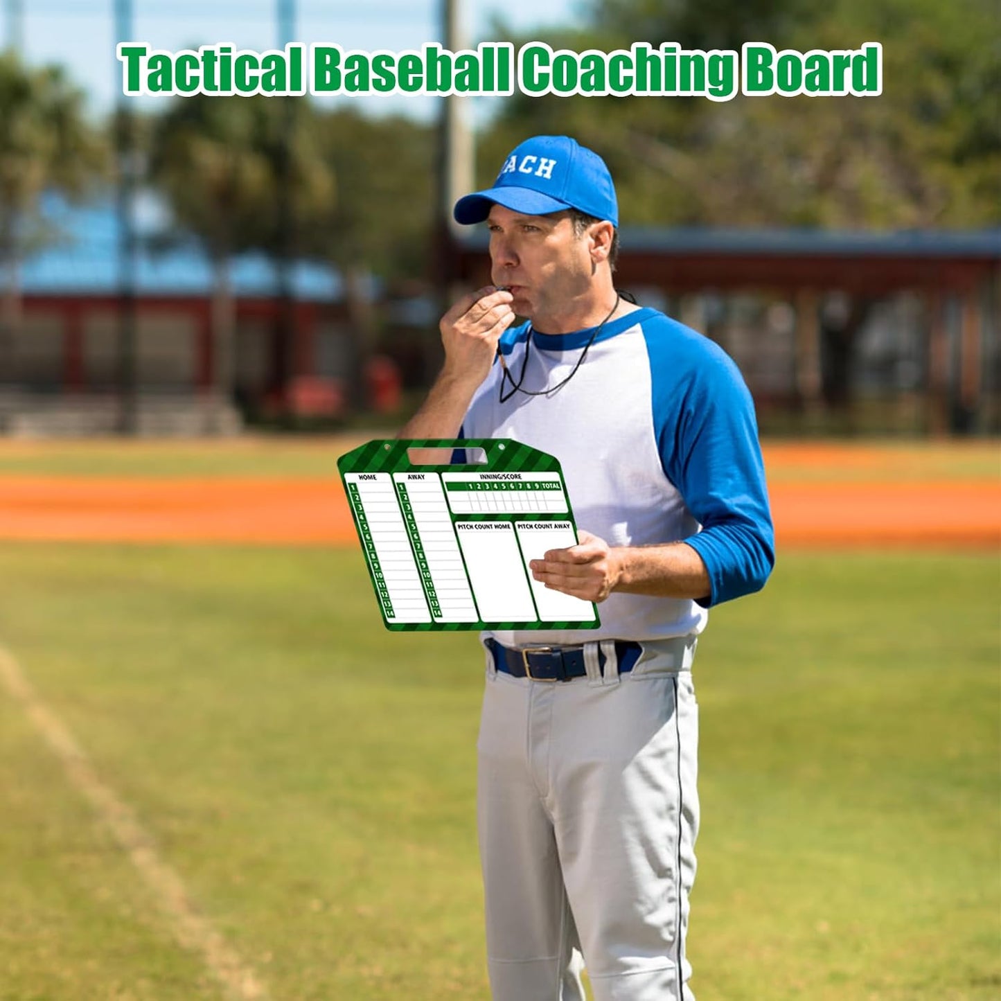 Baseball Coach Clipboard, Anglecai Double-Sided Dry Erase Baseball Lineup Board for Softball Dugout Board Baseball Coaching Board with 30 Lineup Card/ 10 Magnet/2 Marker/2 Hook (Green)