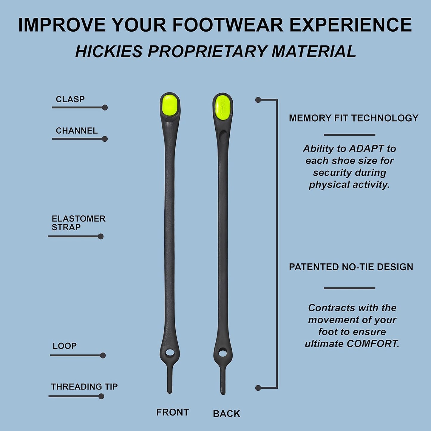 HICKIES No Tie Shoelaces – Elastic, Waterproof, Unisex Shoelaces for Adults, One Size Fits All for Sneakers & Running Shoes