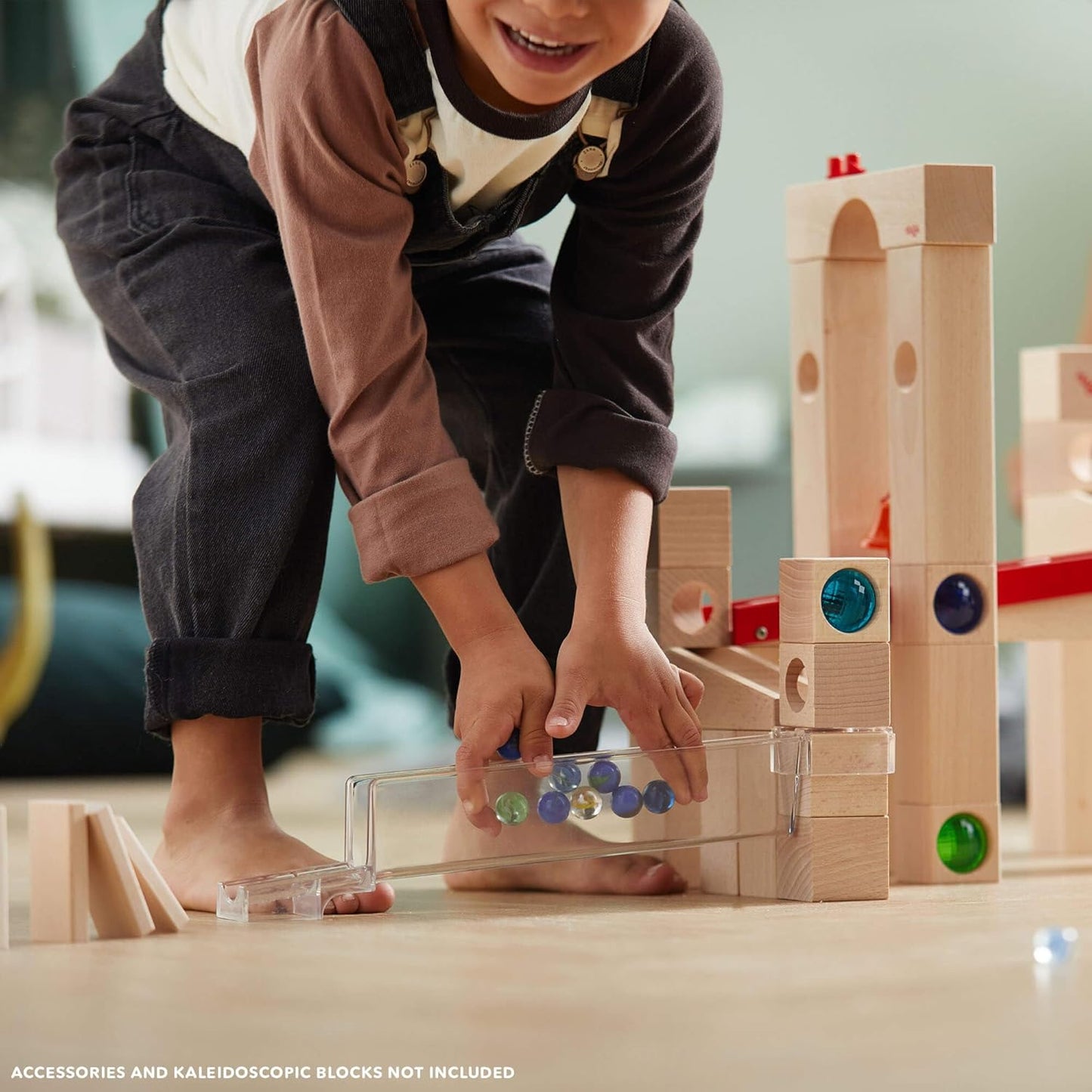 HABA Wooden Marble Run Ball Track Building Set for 4-10 Year Olds, STEM Toy with 49-Piece Wooden Track and Marbles, Montessori Toys for 4 Year Olds