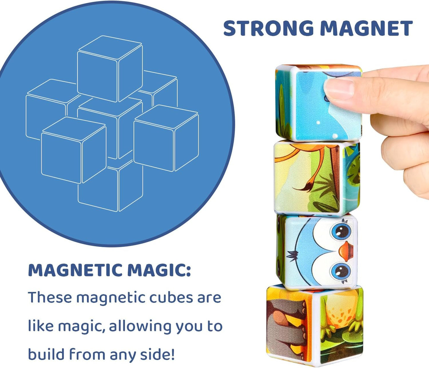 Pairez Toys 3D Magnetic Cubic Jigsaw Puzzle Toys for Toddlers, Large Building Blocks Cubes 1.65 Inches, Sensory & Montessori Toys for Kids 3-5