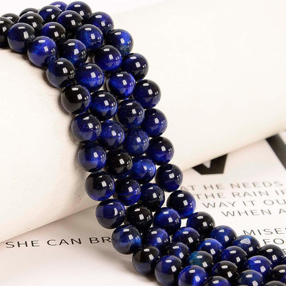 NCB 100pcs Original Natural Stone Beads Gemstone Round Loose Beads 6mm 8mm 10mm (Blue Aventurine, 6mm 100Beads) - Colors A