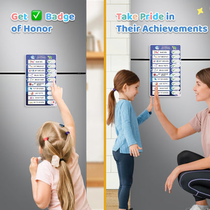 Upgraded Slider 3 in 1 Bedtime/Morning/Daily Routine Chart for Kids, Magnetic Chore Chart for Kids, Visual Schedule for Kids Toddlers Schedule Board for Home
