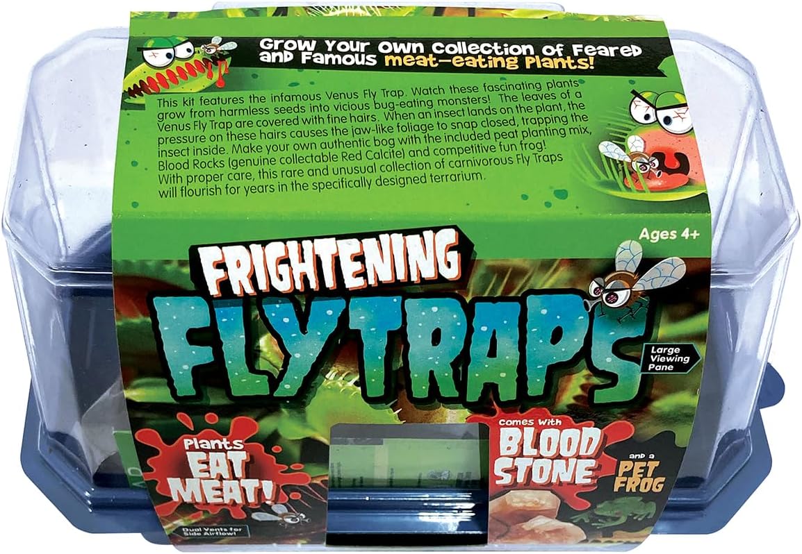 Toys By Nature Miniature Worlds Terrifying Venus Flytrap Terrarium Starter Kit for Kids and Adults, Watch Indoor Carnivorous Fly Traps Grow! Just Add Water! (Frightening Flytraps)