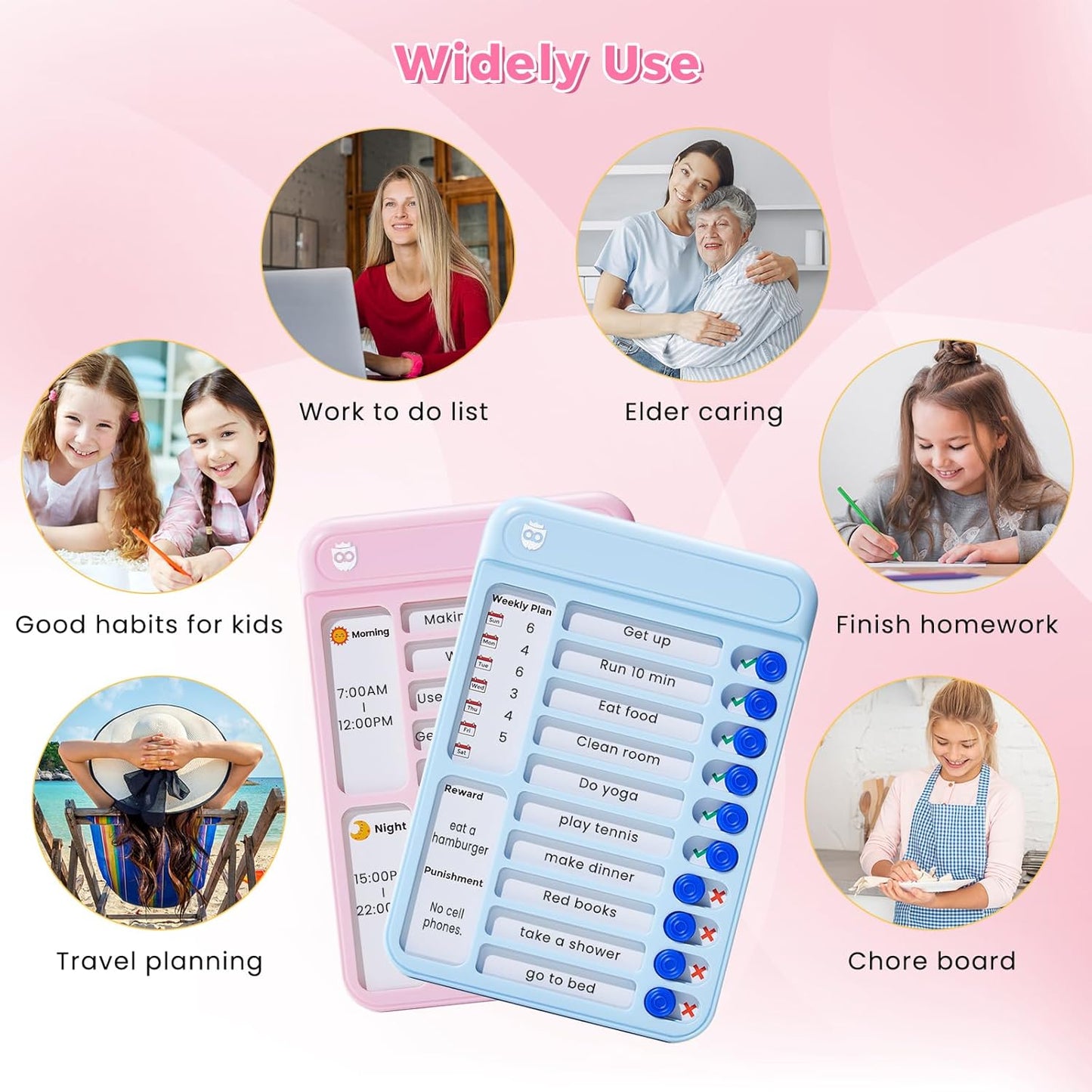 Magnetic Chore Chart for Kids, ADHD Tools for Kids to Do List Checklist Task Board Routine Chart Visual Schedule for Fridge with 10 Sliders and Magnetic Marker - White
