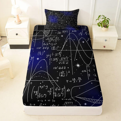 Erosebridal Chemistry Lab Fitted Sheet Twin Size Chemical Equation Bed Sheets for Boys Girls Chemical Elements Science Theme Bed Set Teens Kids Science Students Bedding Set School Dorm Room Decor
