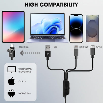 USB Microscope Compatible with iPhone Android Phone Tablet and Windows Mac PC, HD 1080P Wired Digital Microscope Camera for Adults and Kids