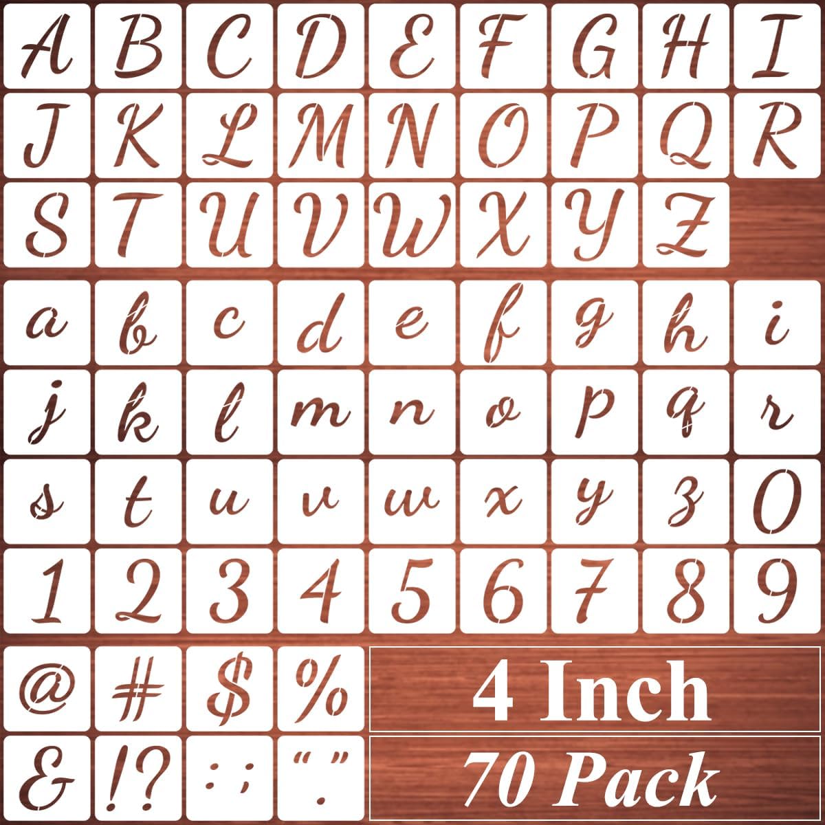 6 Inch Alphabet Letter Stencils for Painting - 70 Pack Letters and Numbers Stencil Templates with Signs for Painting on Wood, Reusable Number and Letter Stencils for Chalkboard Wood Signs & Wall Art