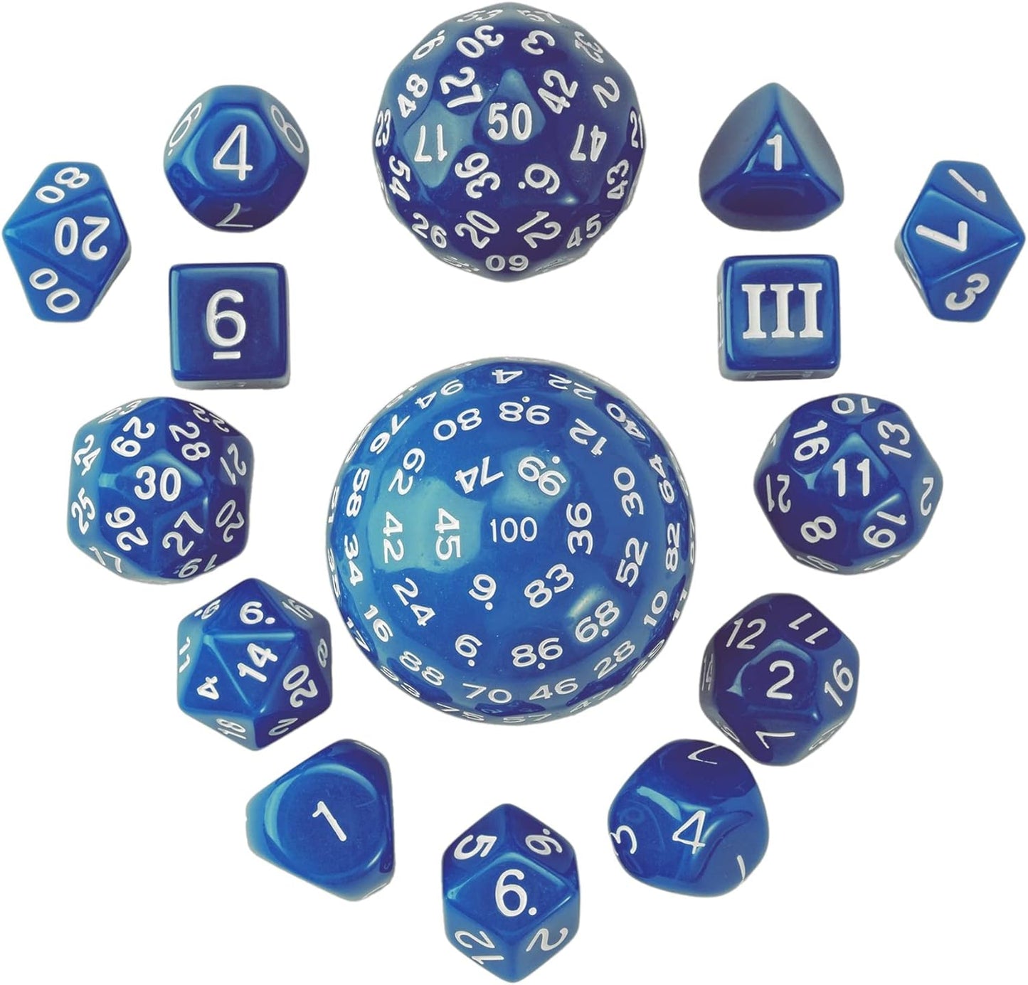 15 Pieces Complete Polyhedral DND Dice Set D3-D100 Spherical D&D Dice Set with Dragon Eye Dice Bag, D100 Dice for RPG Table Games(Black w/Purple Numbers)