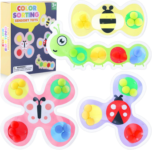 4PC Color Sorting Sensory Toys for Kids : Fidget Toys for Kids Toddler, Sensory Toys for Autism, Fine Motor Skill Games Learning for Toddlers, Color Matching Fidget Toys for Calm Down