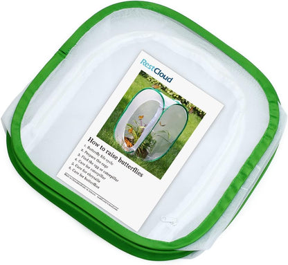 RESTCLOUD Insect and Butterfly Habitat Cage Terrarium Pop-up 24 Inches Tall with Zipper Protection