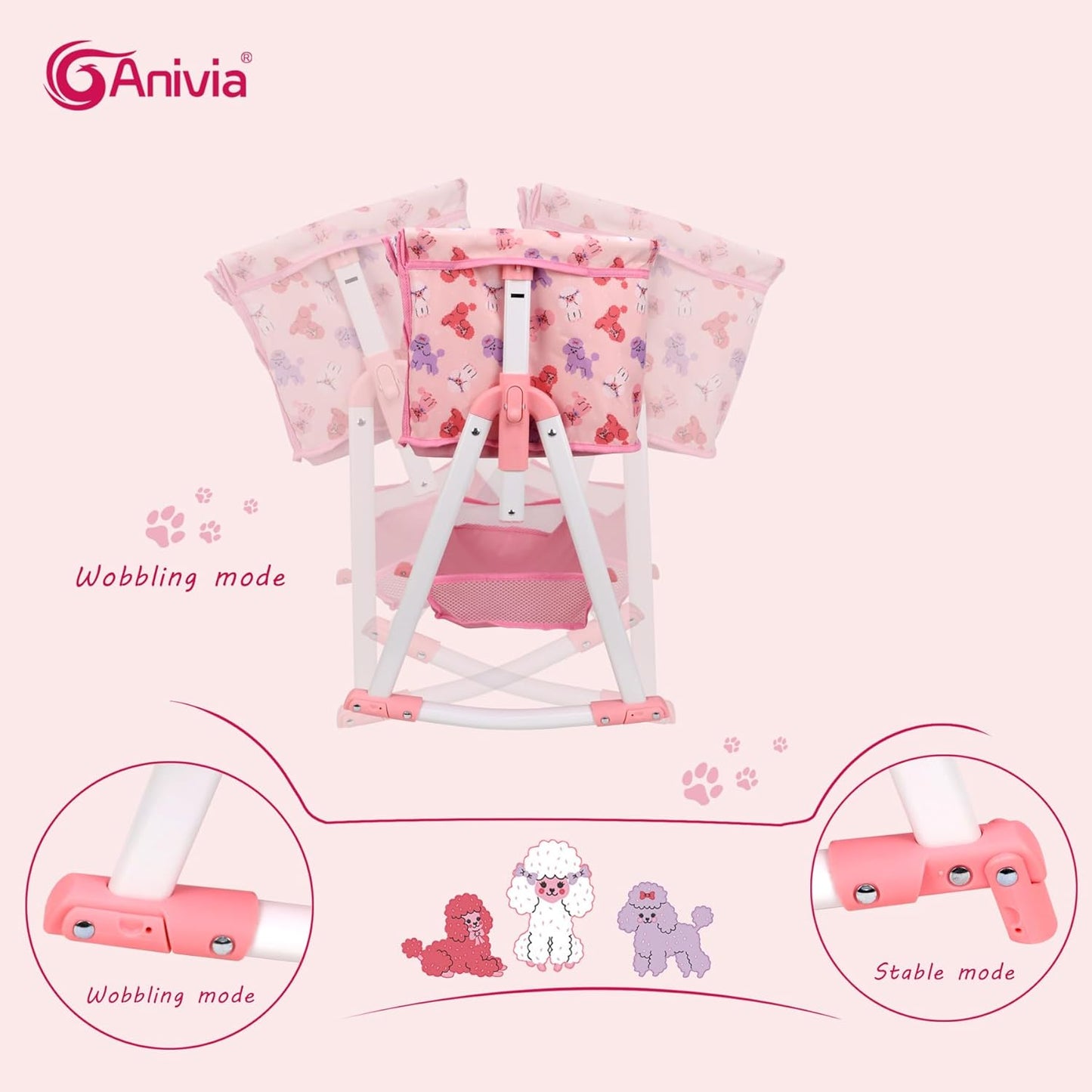 Anivia Stroller Toy Collection Doll Stroller Baby Doll Accessories for Toddlers 1-3Heart Design Gifts for Toddlers and Girls Toy Stroller