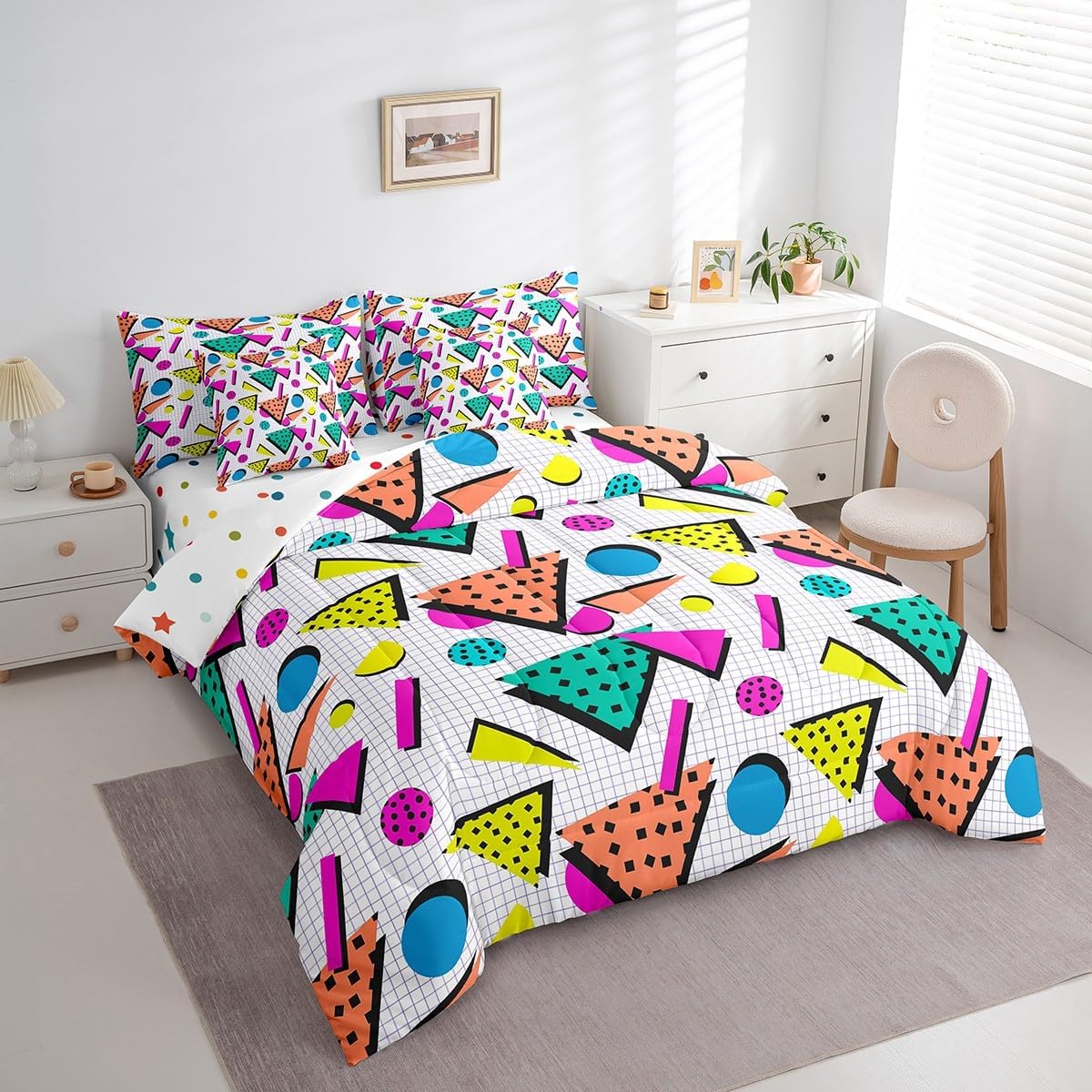 Erosebridal Chemical Equation Bed in a Bag Queen Comforter Set 7 Piece,Chemistry Bedding Sets Science Students Learning Gift Sheet Set with Comforter,Molecular Formula Education Bed Set - Colors A