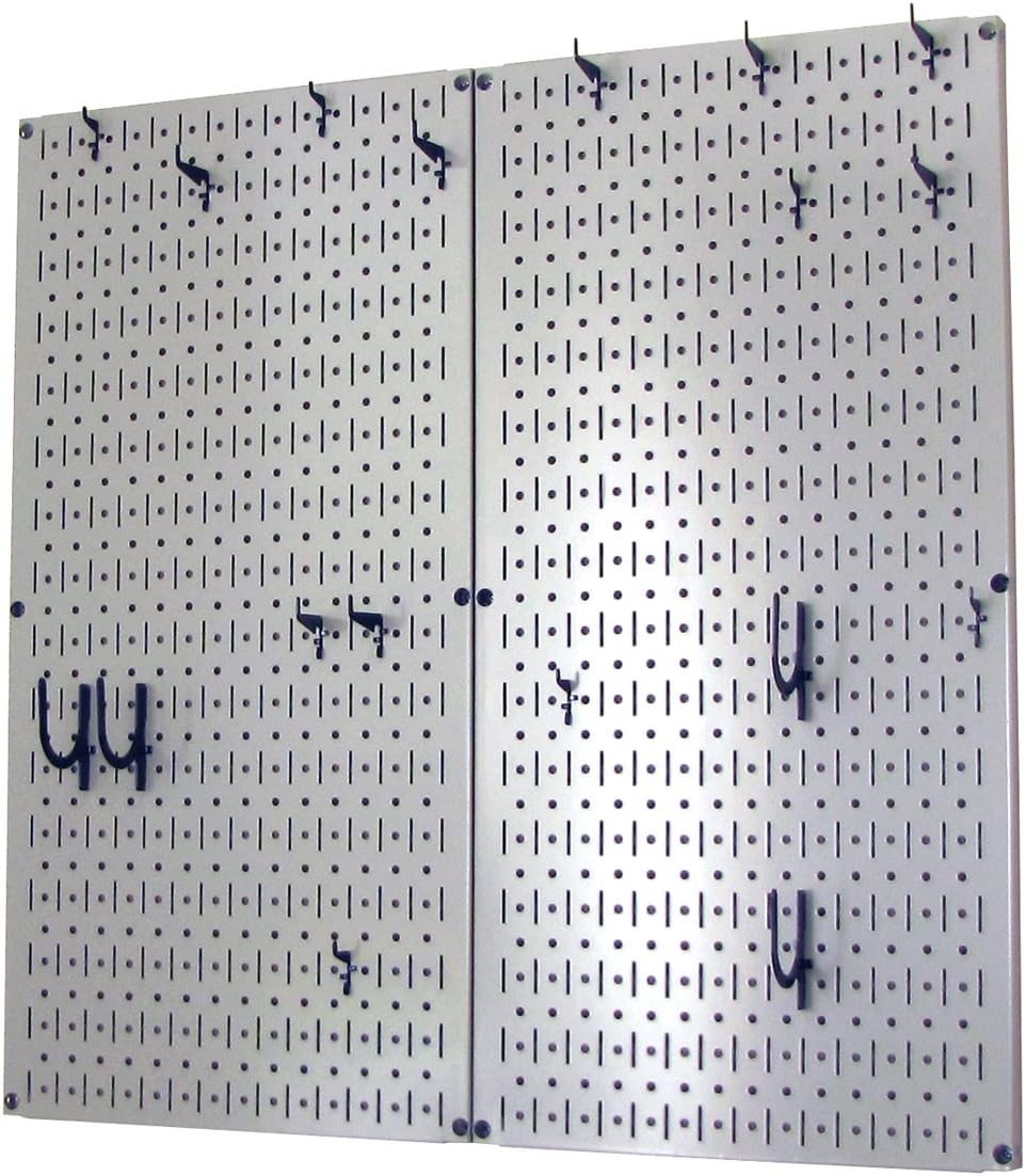 Wall Control Kitchen Pegboard Organizer Pots and Pans Storage Rack Organization Kit with Green Pegboard and White Accessories