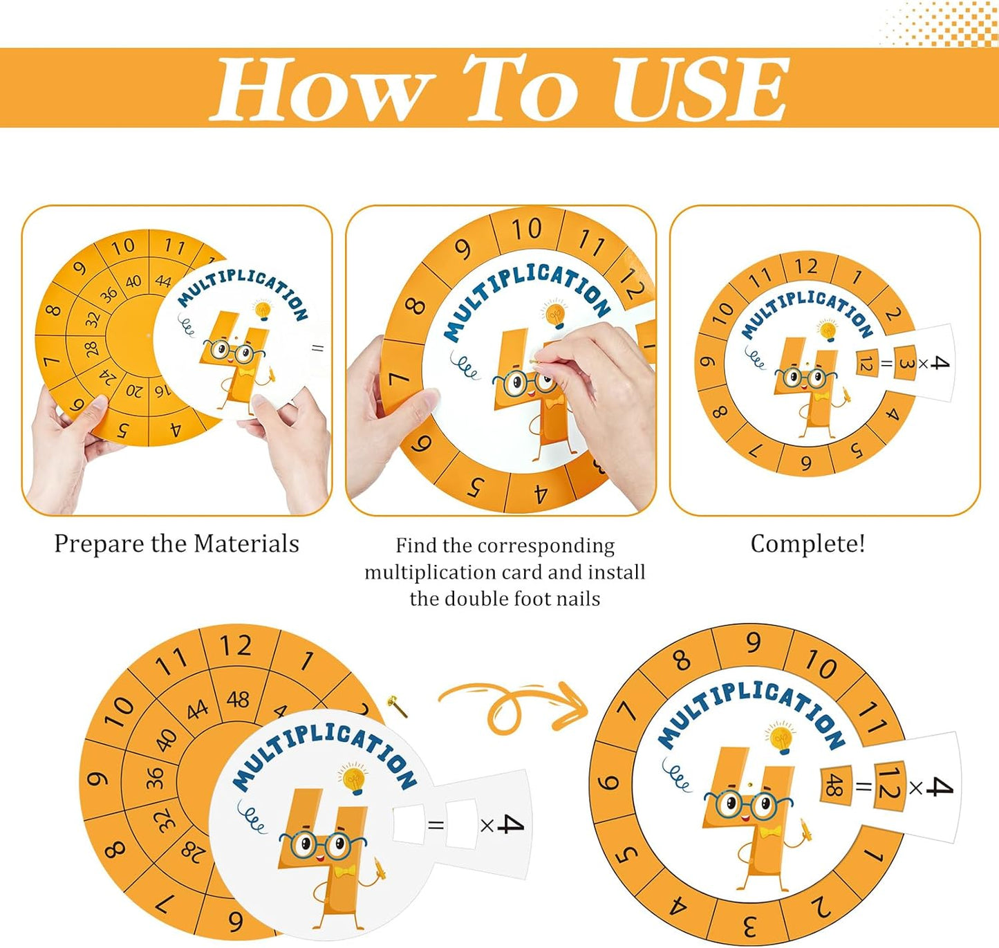 Cinrobiye Math Multiplication Game Multiplication Spinning Game 12Set Learning & Education Activities Cards for Classroom Must Haves Homeschool Supplies Multiplication Machine Rewards Prizes