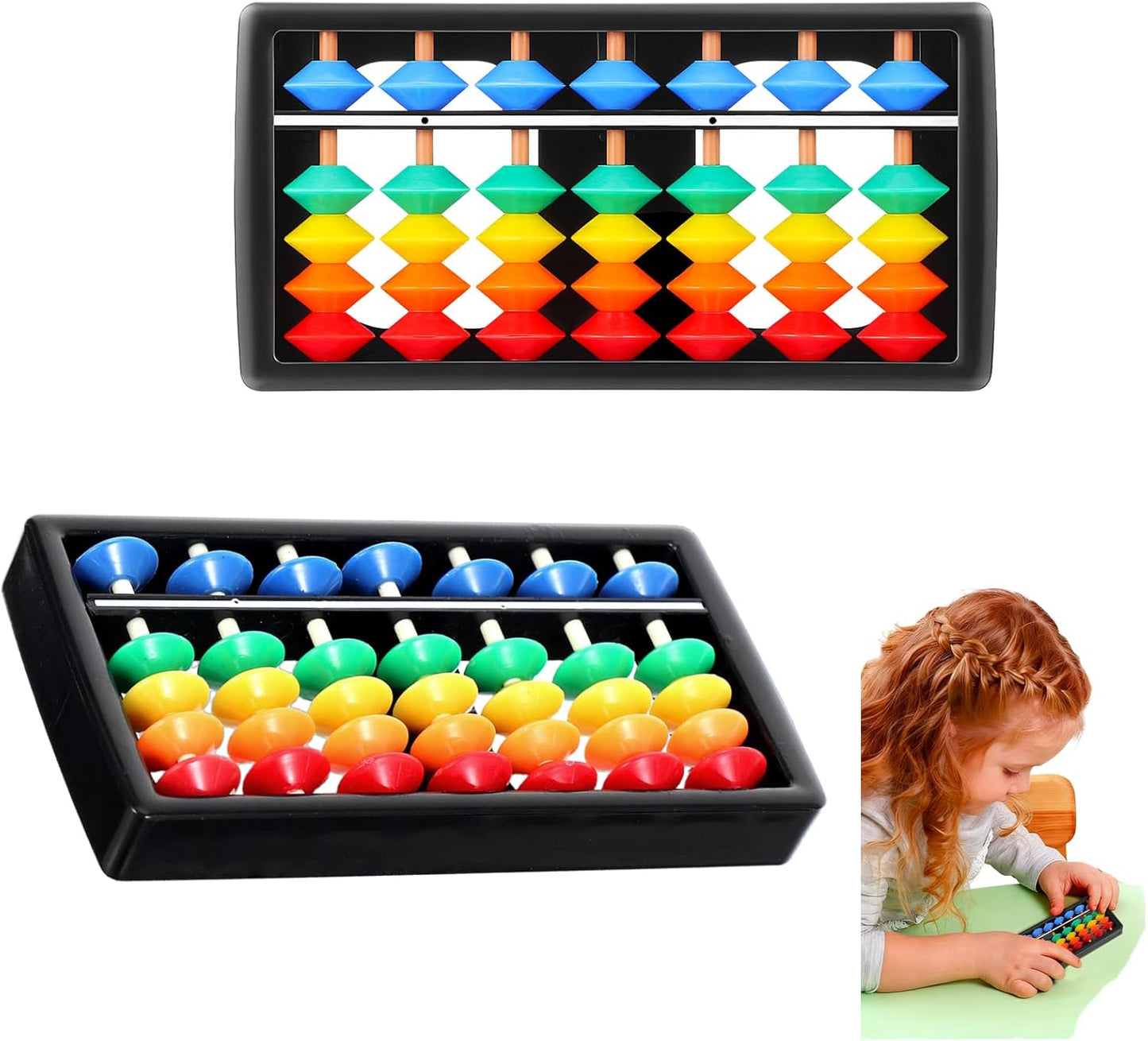 DOITOOL 2pcs Abacus for Kids Math, Mini Abacus 7 Column Soroban, Toddler Math Educational Toy for Preschool Early Development and Mental Arithmetic Training, 4.65x2.36 inches, Plastic