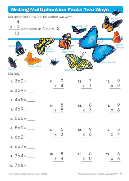 School Zone Multiplication & Division Workbook: 32 Pages, 3rd Grade, 4th Grade, Estimation, Word Problems, Ages 8 to 10 (I Know It! Book Series)