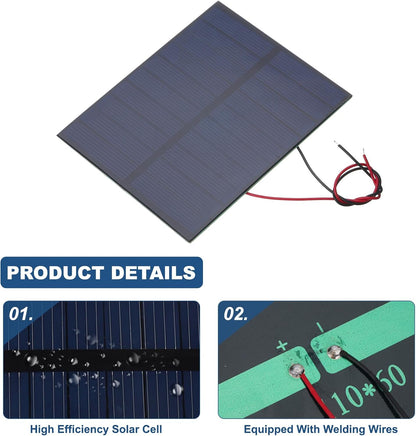 MECCANIXITY 2 Pcs 5.5V 0.44W 70mA Mini Solar Panels, Small Polycrystalline Solar Cell Panel with 2 Cable for DIY Electric Toy Materials Kits Charger, 60mm x 60mm
