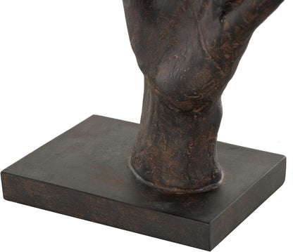 Deco 79 Polystone Hands Decorative Sculpture Weathered Patina Linked Home Decor Statue with Block Base and Gold Accents, Accent Figurine 9" x 4" x 10", Black